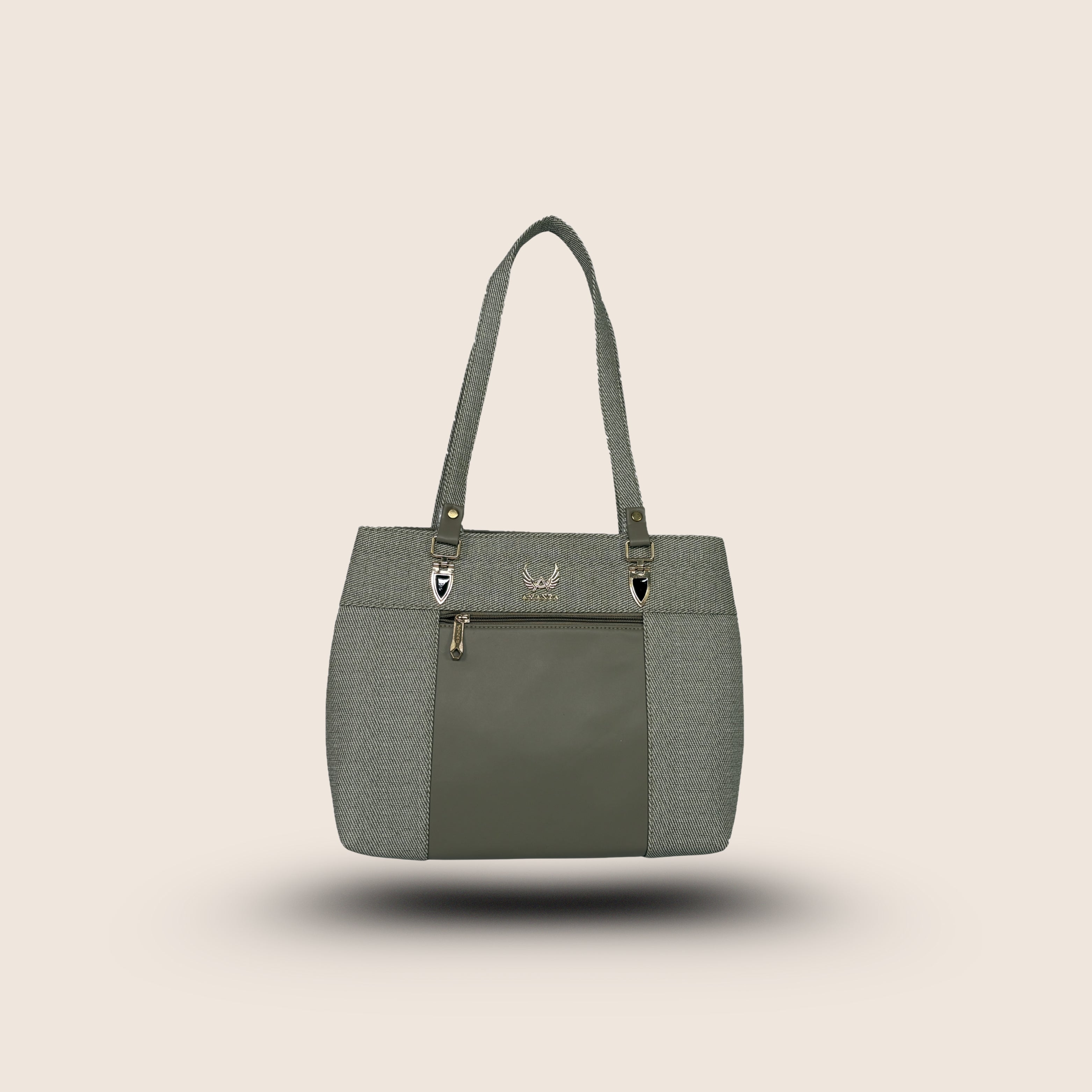 Amanda Vegan Leather Tote Bag for Women. (Dual Tone) – Silver