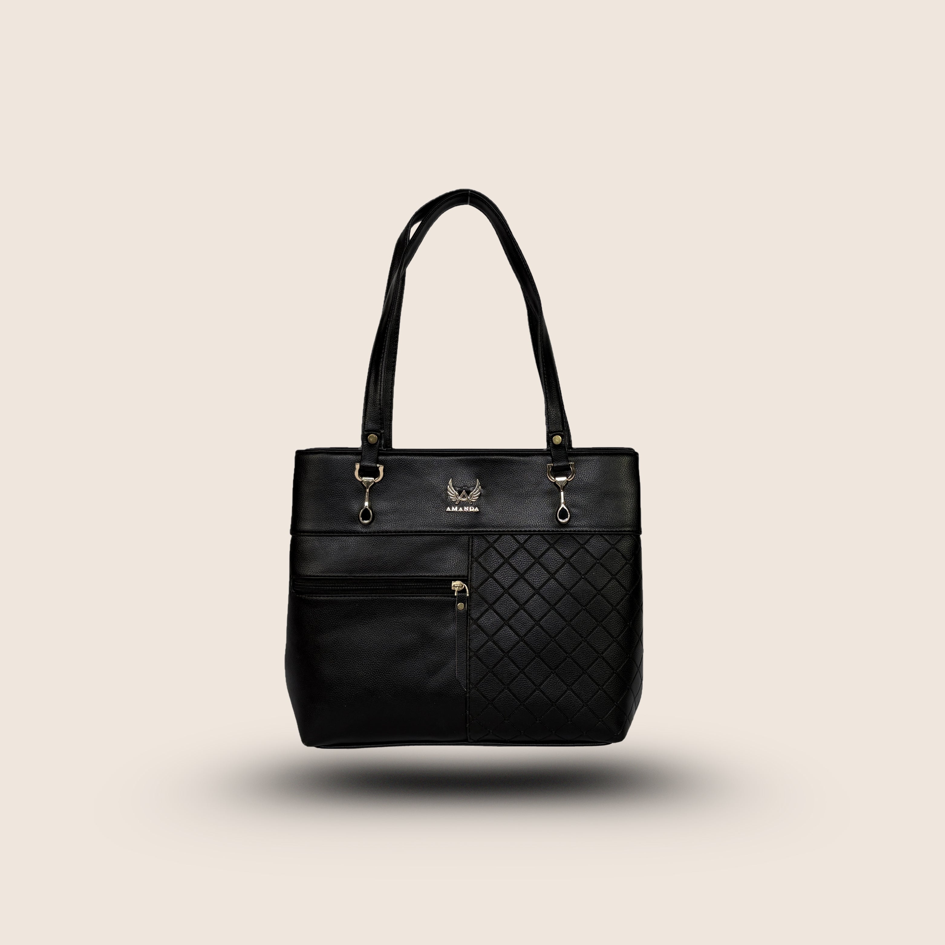 Amanda Vegan Leather Tote Bag for Women – Black