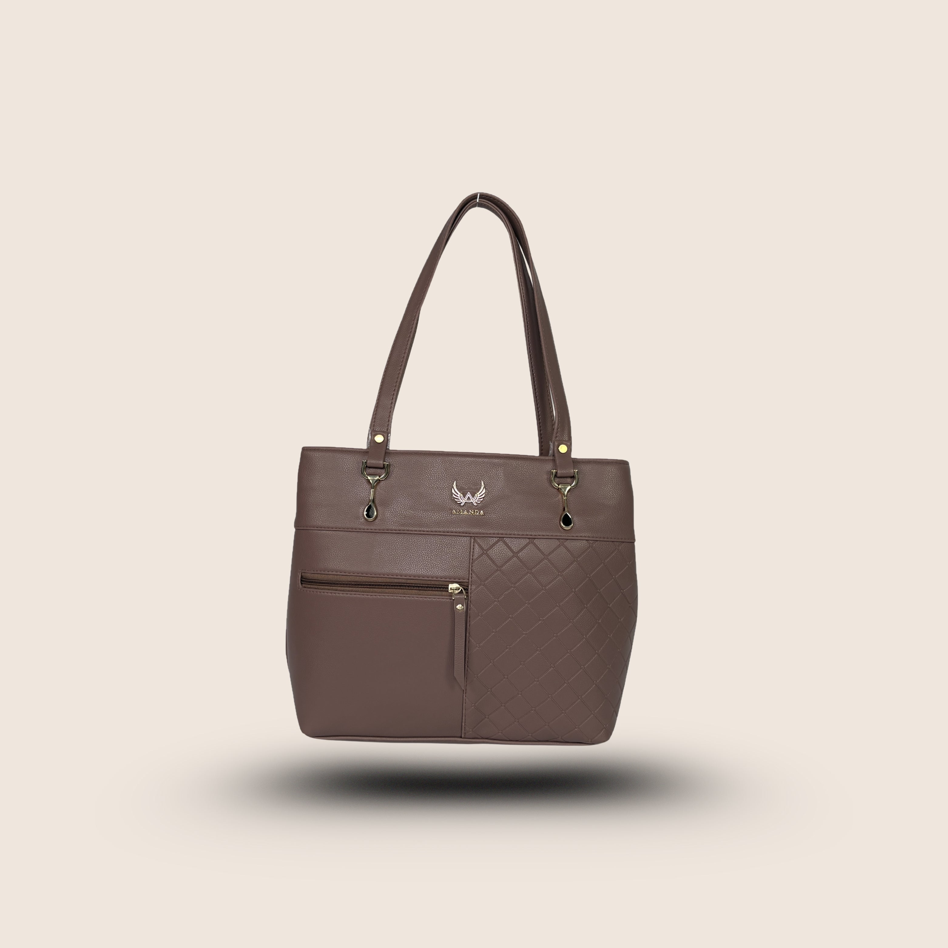 Amanda Vegan Leather Tote Bag for Women – Brown