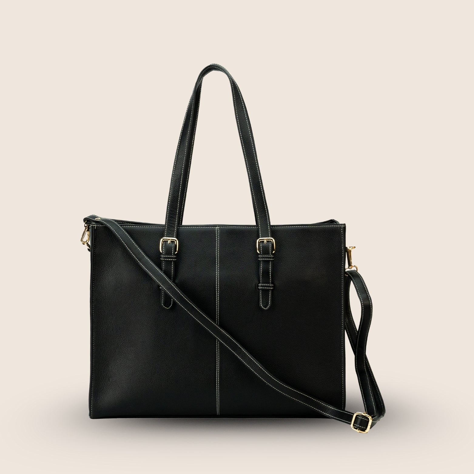 Amanda Genuine Leather Tote Bag – Midnight Black