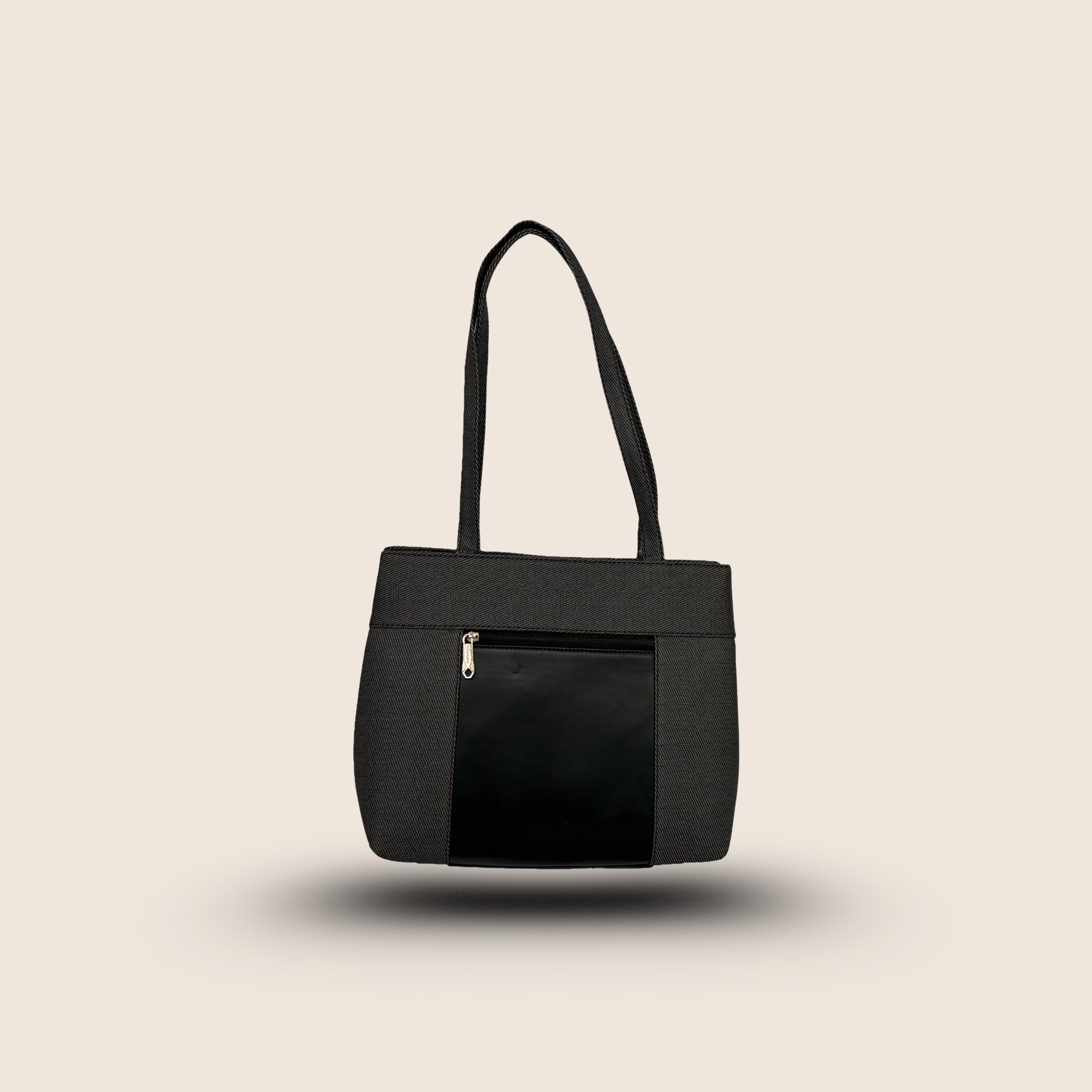 Amanda Vegan Leather Tote Bag for Women. (Dual Tone) – Black