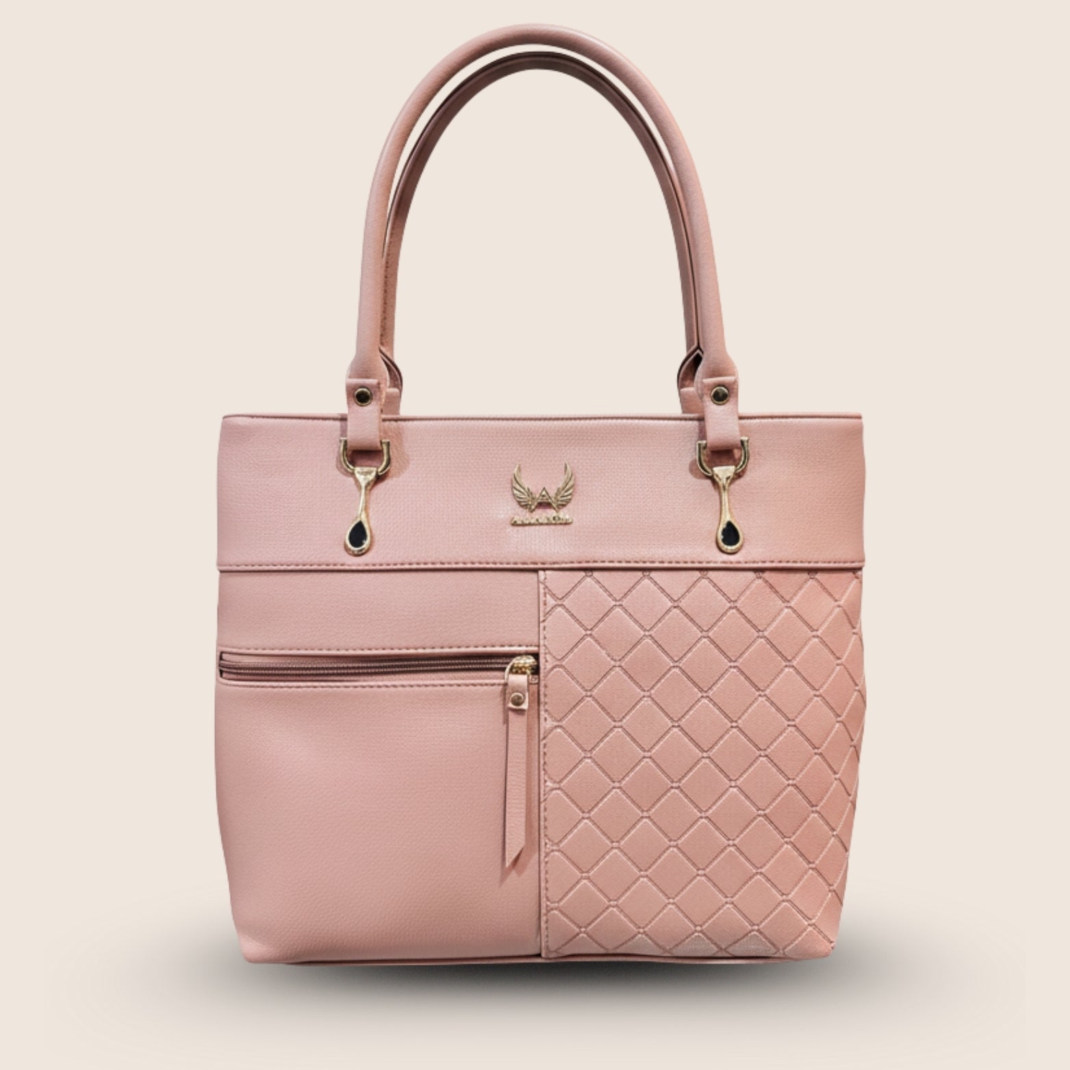Blush Pink Vegan Leather Tote Handbag
