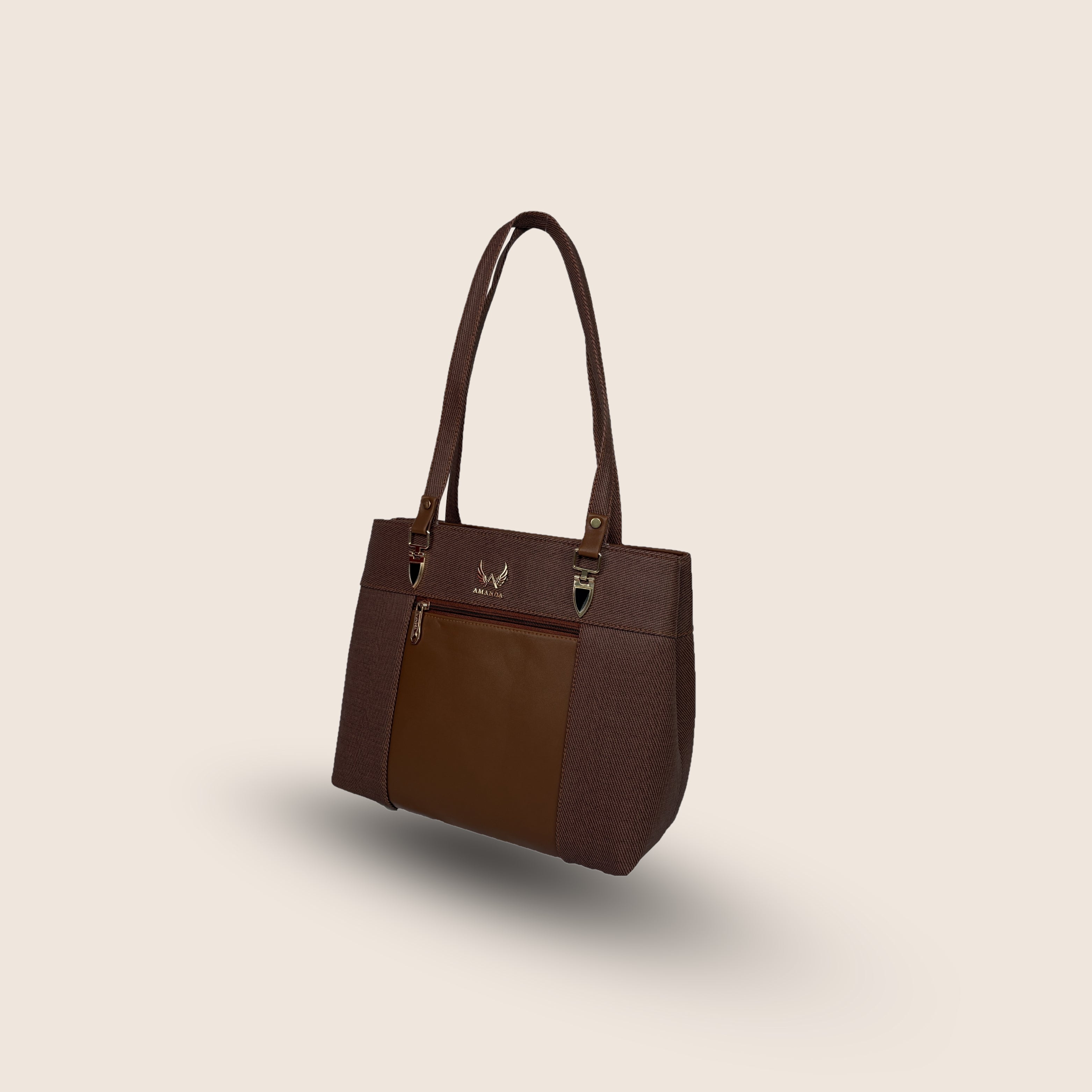 Amanda Vegan Leather Tote Bag for Women. (Dual Tone) – Brown