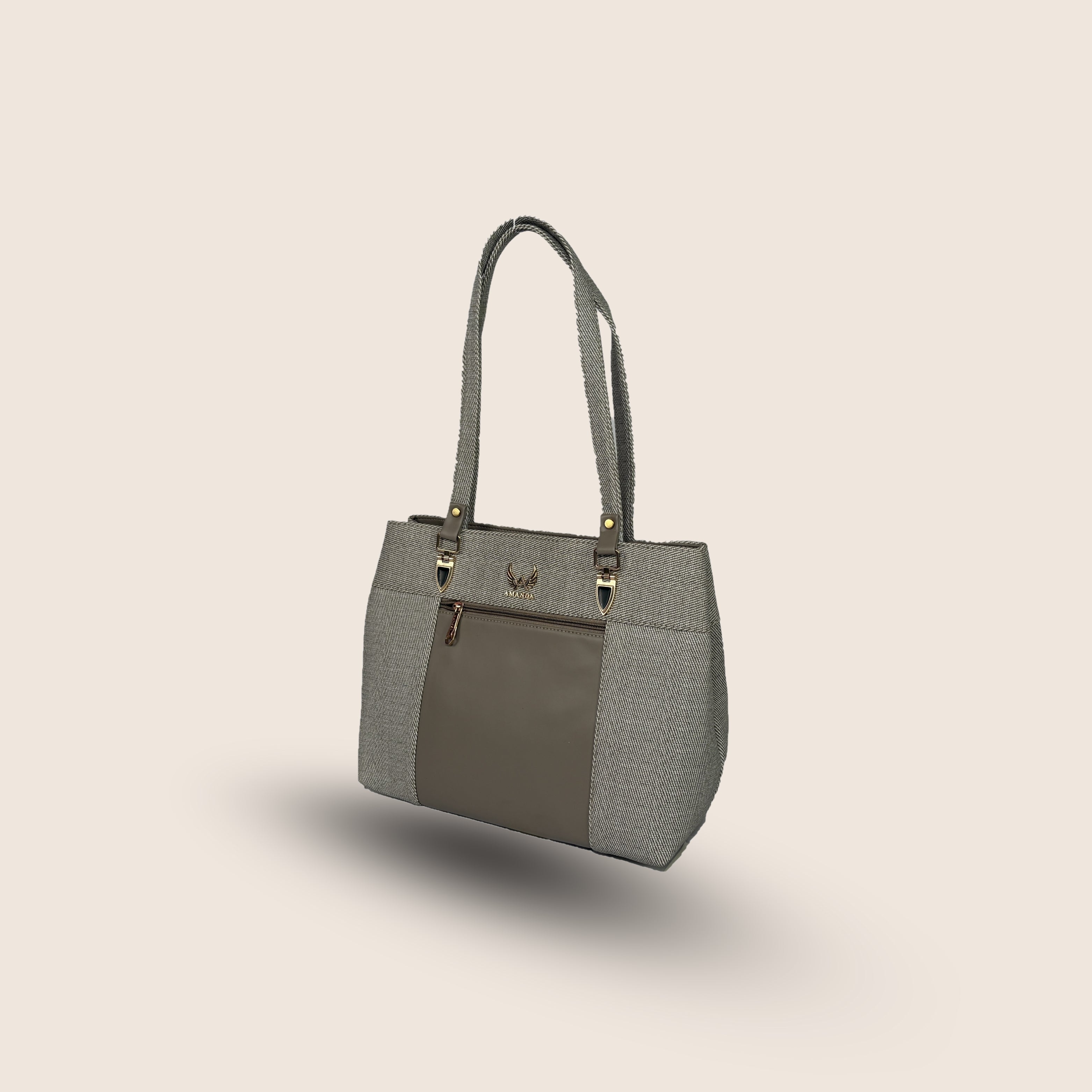 Amanda Vegan Leather Tote Bag for Women. (Dual Tone) – Silver