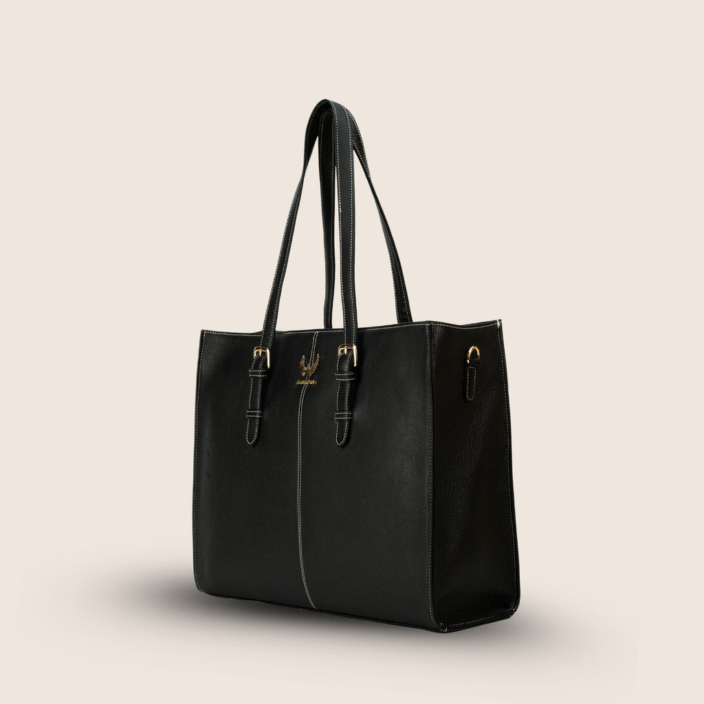 Amanda Genuine Leather Tote Bag – Midnight Black