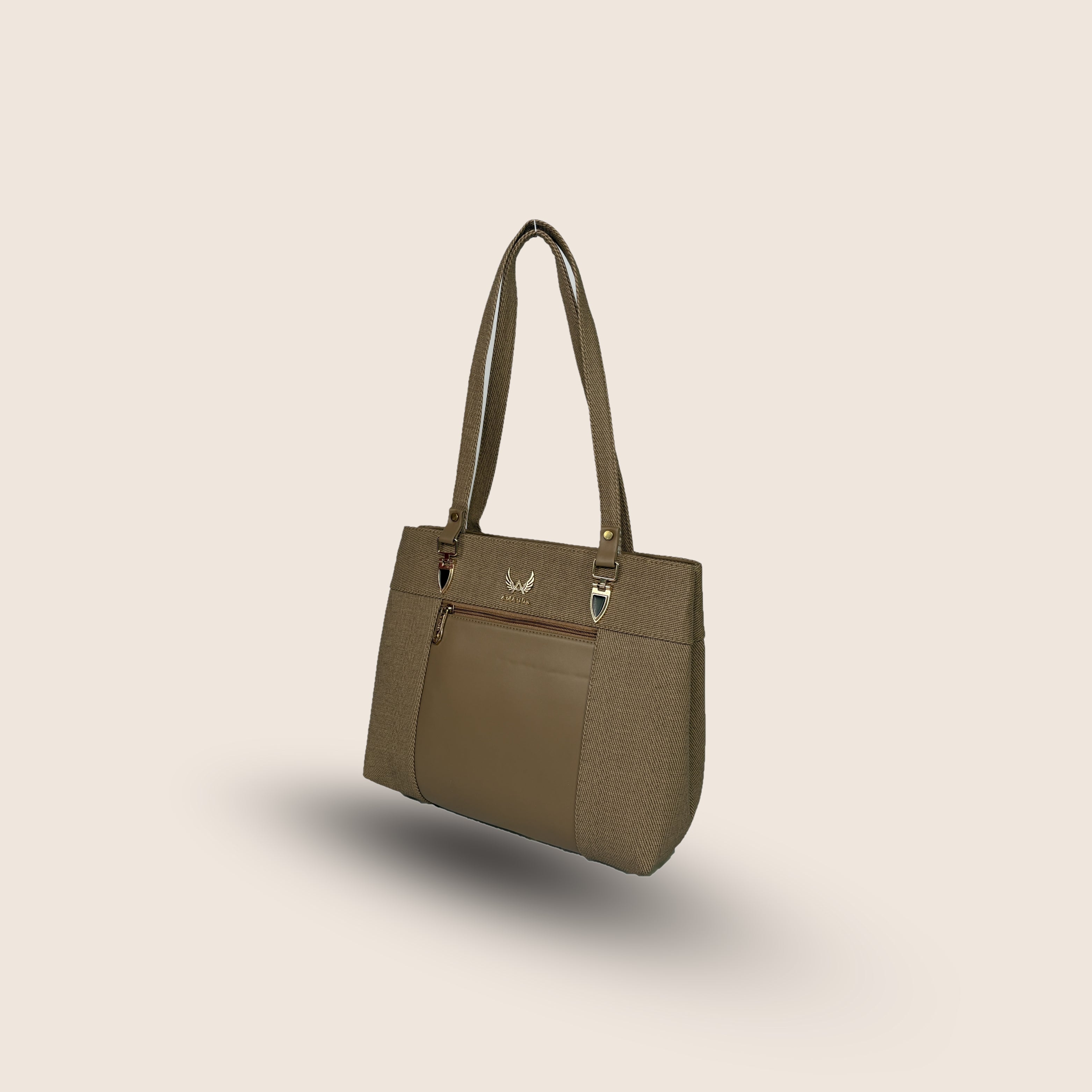 Amanda Vegan Leather Tote Bag for Women. (Dual Tone) – Beige