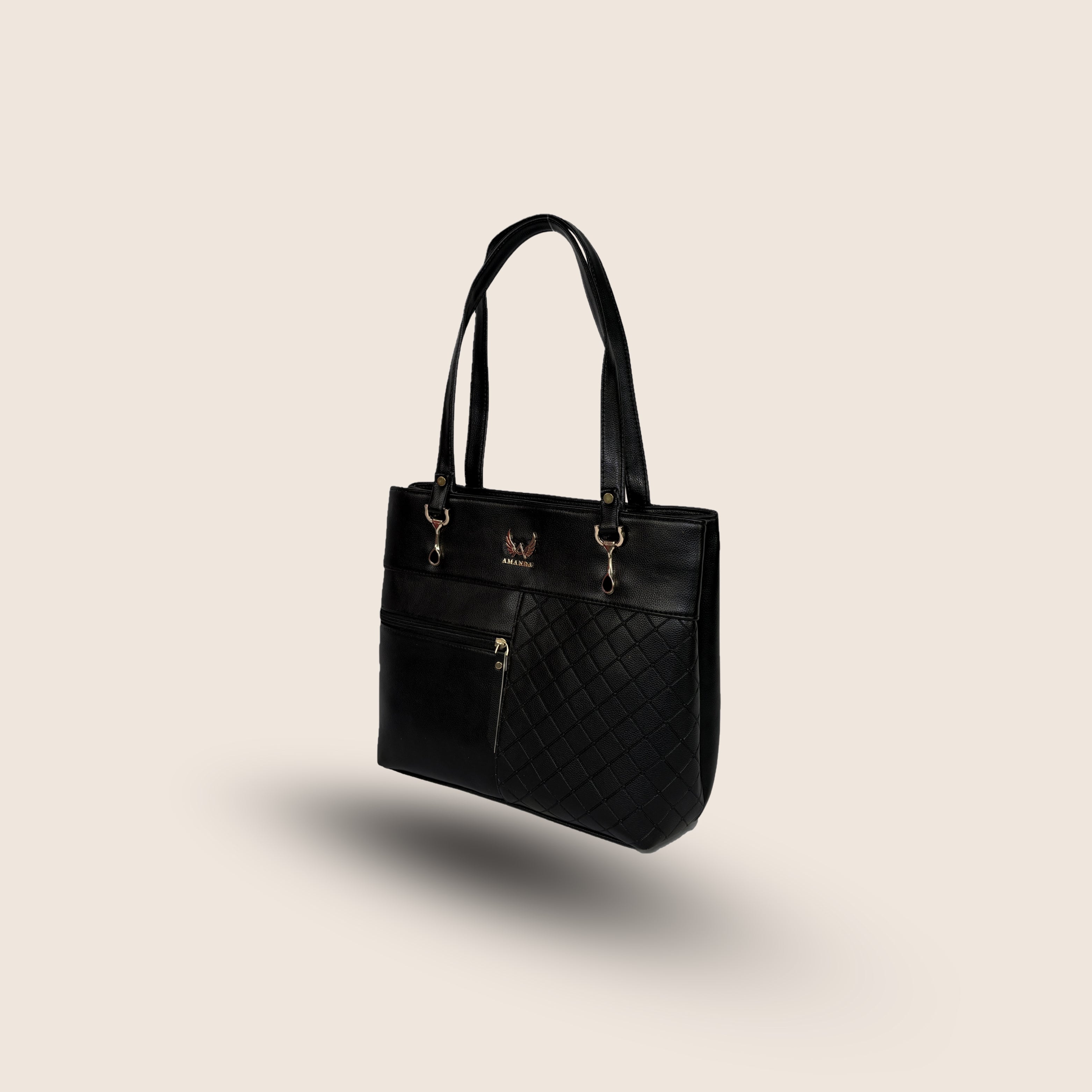 Amanda Vegan Leather Tote Bag for Women – Black