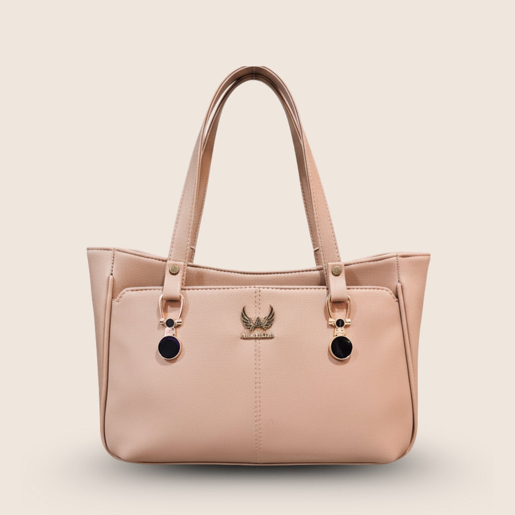 Blush Pink Vegan Leather Shoulder Handbag