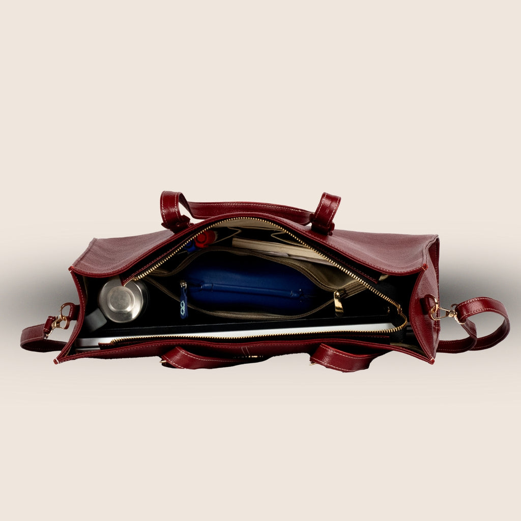 Amanda Genuine Leather Tote Bag – Light Tan