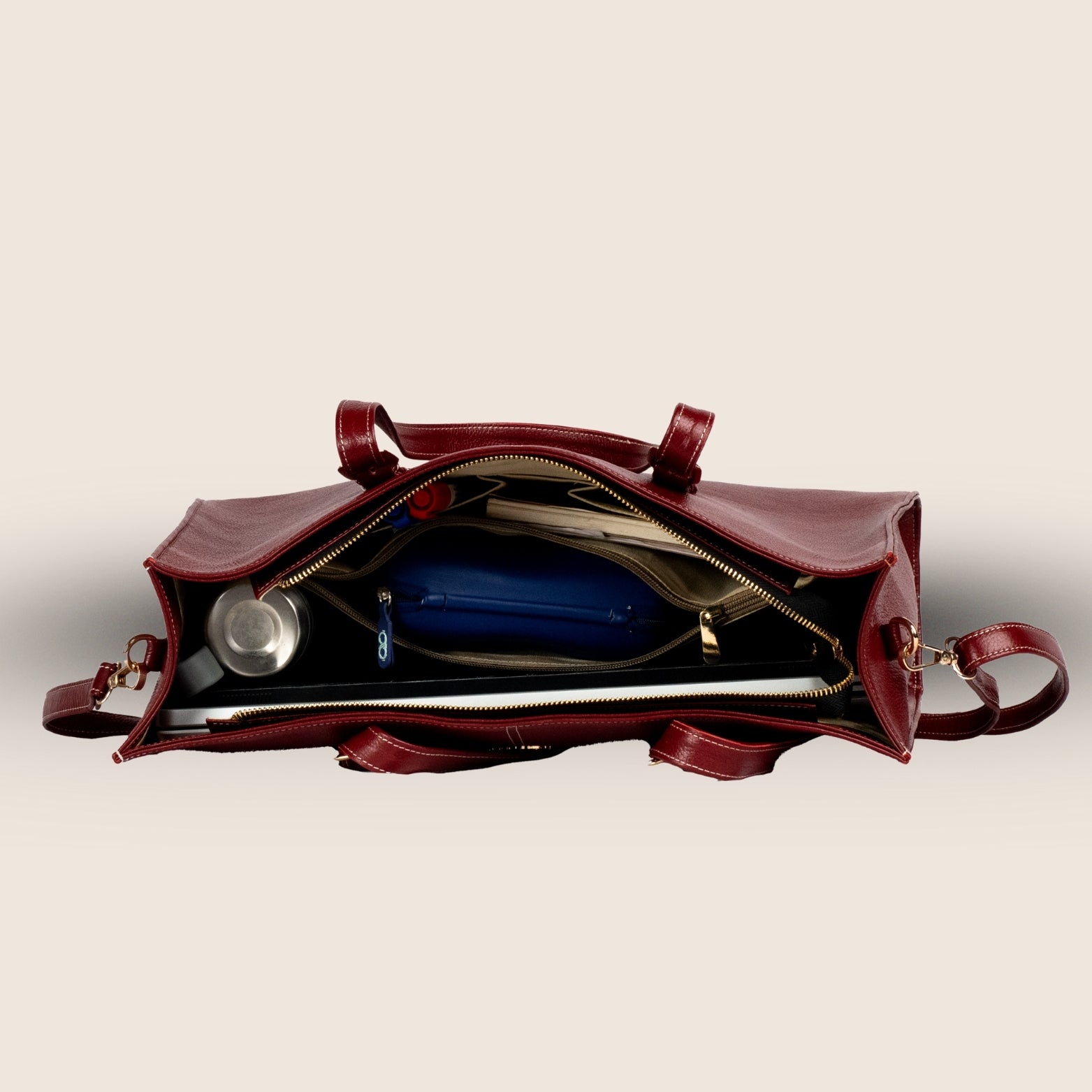 Amanda Genuine Leather Tote Bag – Light Tan